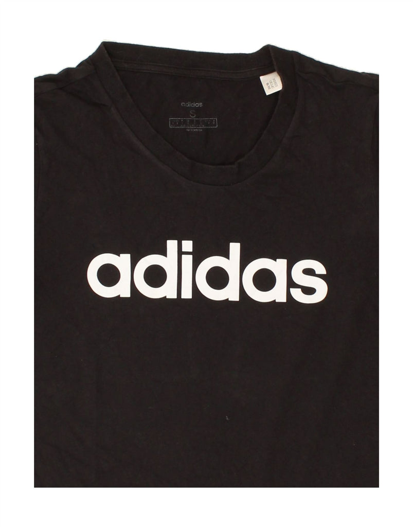 ADIDAS Womens Graphic T-Shirt Top UK 8/10 Small Black Cotton | Vintage Adidas | Thrift | Second-Hand Adidas | Used Clothing | Messina Hembry 