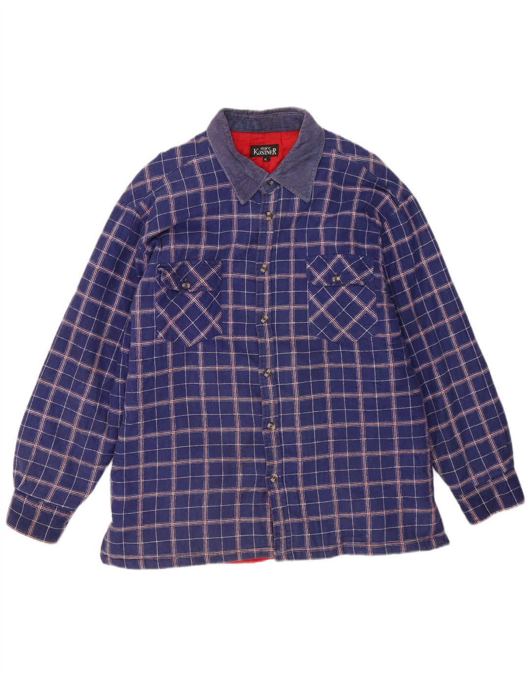 Marc Kostner Mens Lumberjack Flannel Shirt XL Blue Check Cotton
