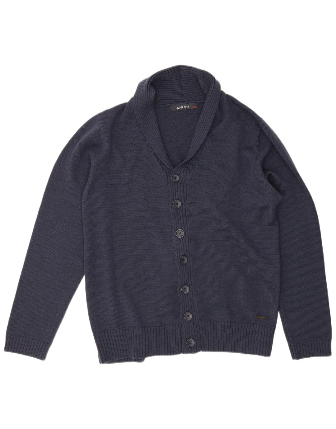 LIU JO Mens Cardigan Sweater XL Navy Blue Wool