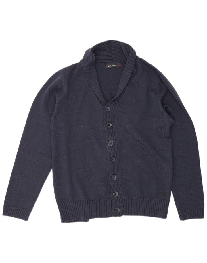 LIU JO Mens Cardigan Sweater XL Navy Blue Wool