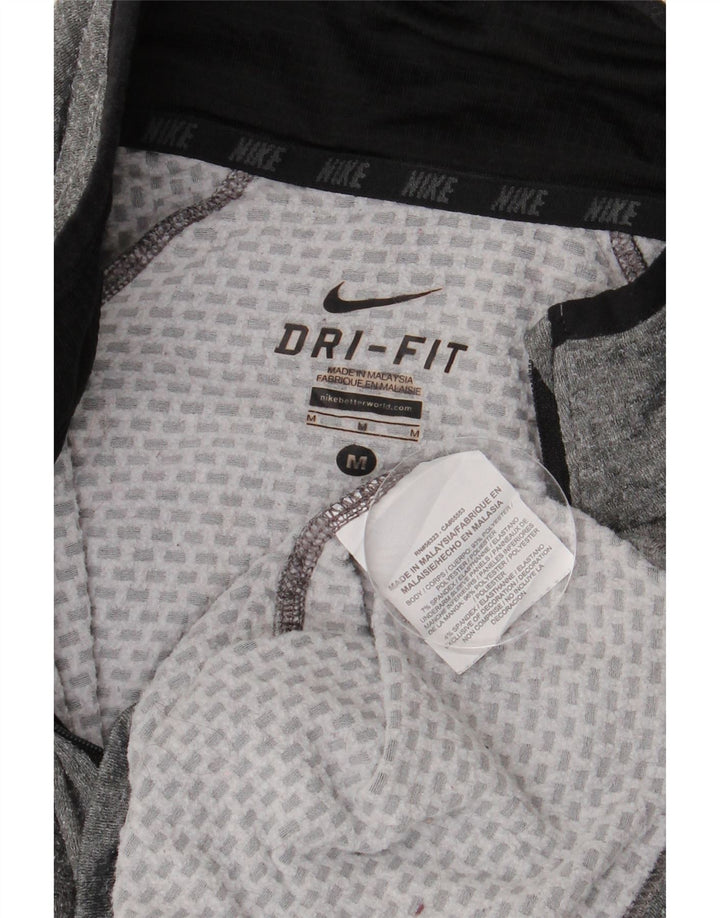 NIKE Mens Dri Fit Zip Neck Pullover Tracksuit Top Medium Grey Colourblock
