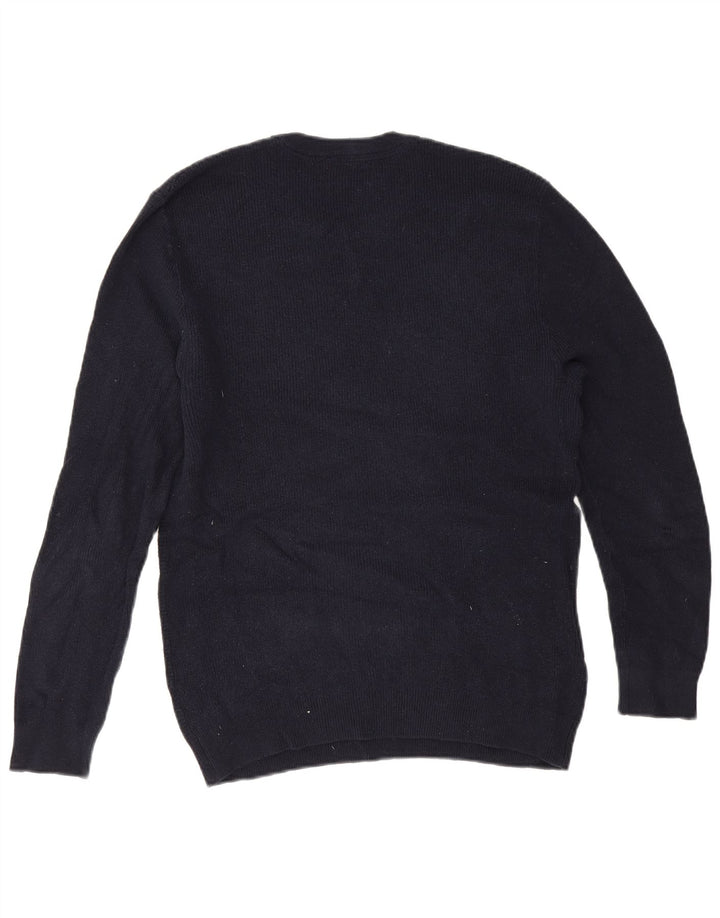 Zara Mens Crew Neck Jumper Sweater Large Navy Blue Cotton