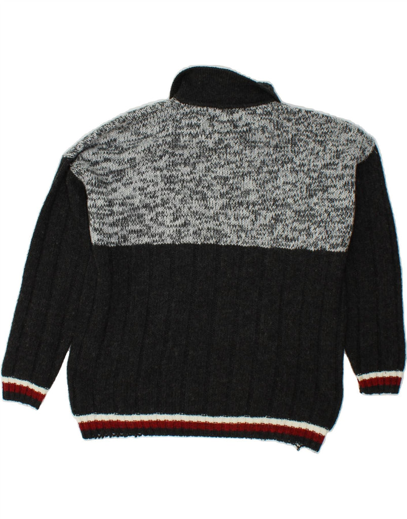 VINTAGE Boys Polo Neck Jumper Sweater 15-16 Years Black Colourblock Wool | Vintage Vintage | Thrift | Second-Hand Vintage | Used Clothing | Messina Hembry 