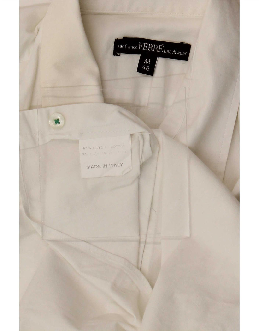 Gianfranco Ferre Mens Short Sleeve Shirt IT 48 Medium White Cotton