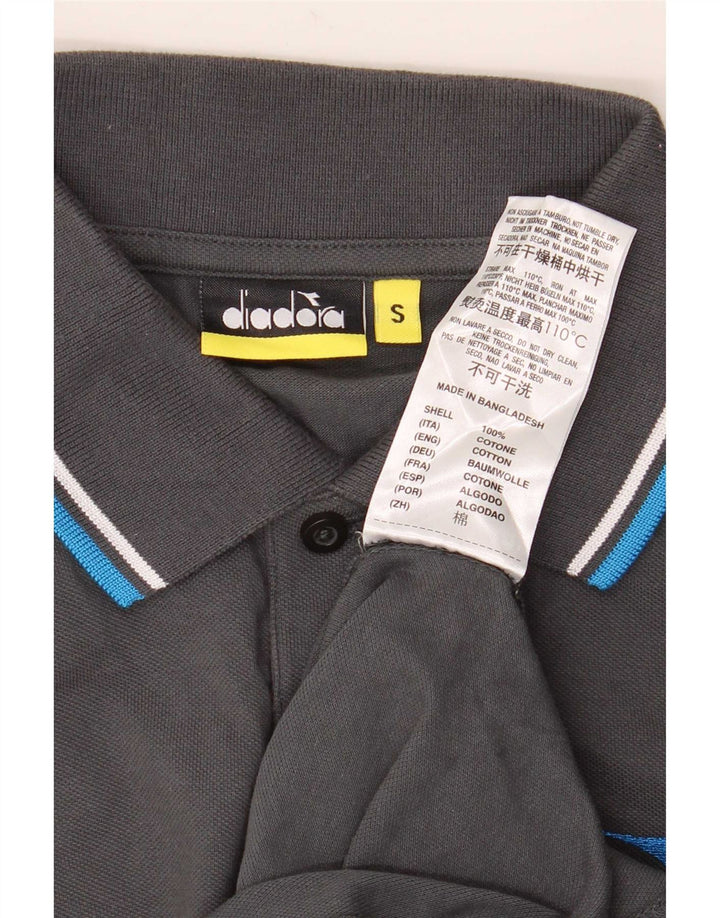 Diadora Mens Polo Shirt Small Grey Striped Cotton