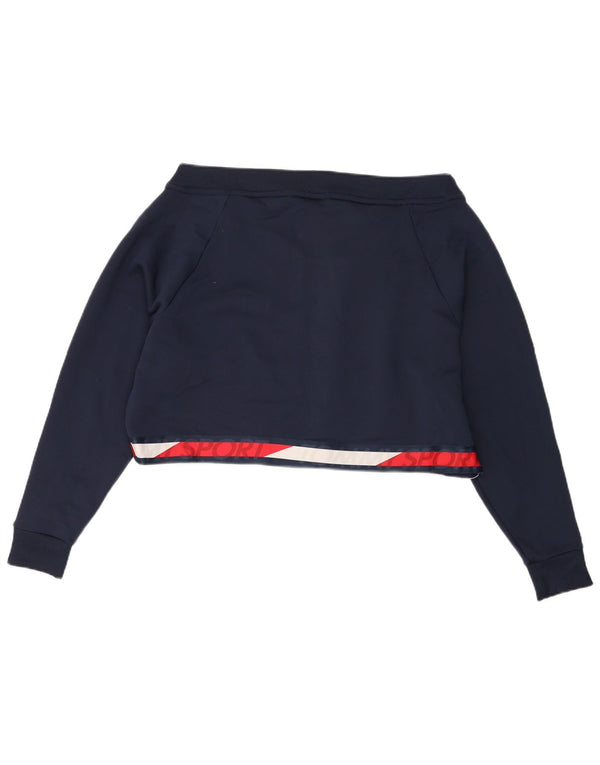 Tommy Hilfiger Womens Crop Sweatshirt Jumper UK 16 Large Navy Blue