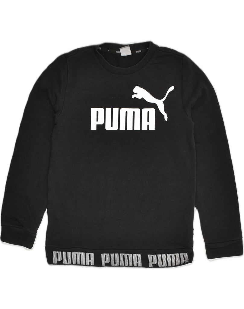 PUMA Boys Graphic Sweatshirt Jumper 11-12 Years Black Cotton | Vintage Puma | Thrift | Second-Hand Puma | Used Clothing | Messina Hembry 