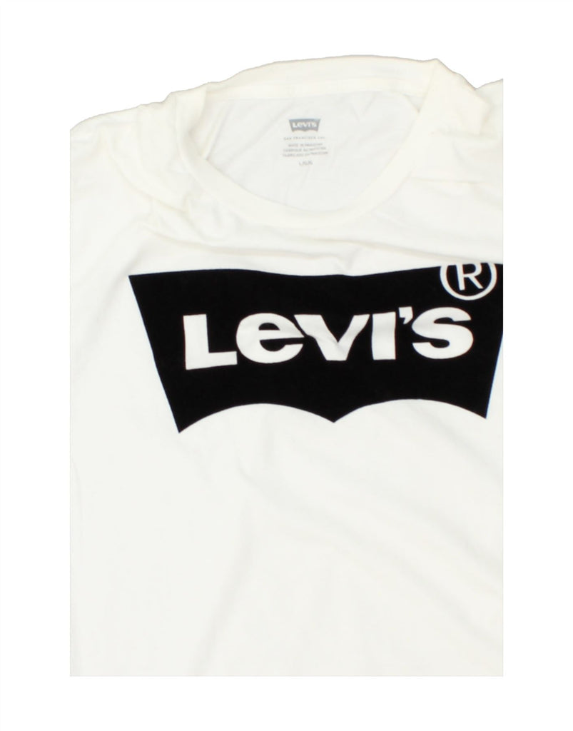 LEVI'S Womens Graphic T-Shirt Top UK 14 Large White | Vintage Levi's | Thrift | Second-Hand Levi's | Used Clothing | Messina Hembry 