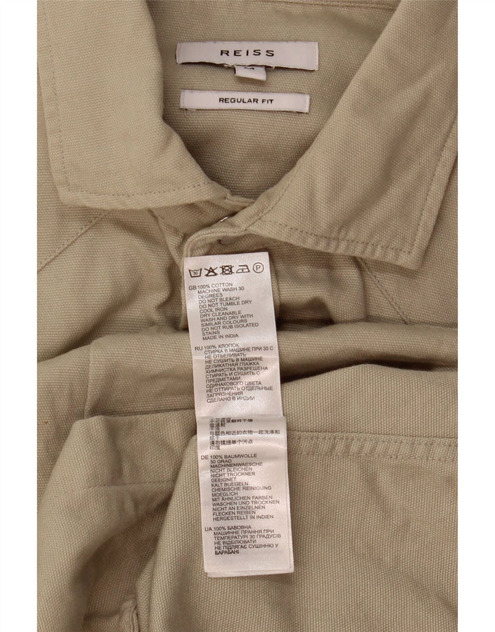 Reiss Mens Regular Fit Shirt Medium Beige Cotton