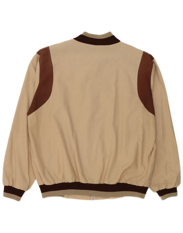 Vintage Mens Bomber Jacket UK 42 XL Beige Colourblock Polyester