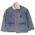 Ritt Mens Graphic Denim Sherpa Jacket UK 40 Large Blue Cotton
