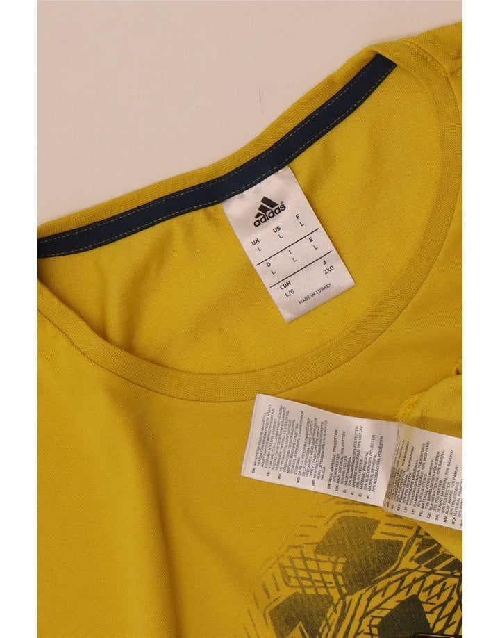 Adidas Mens Graphic T-Shirt Top Large Yellow Cotton