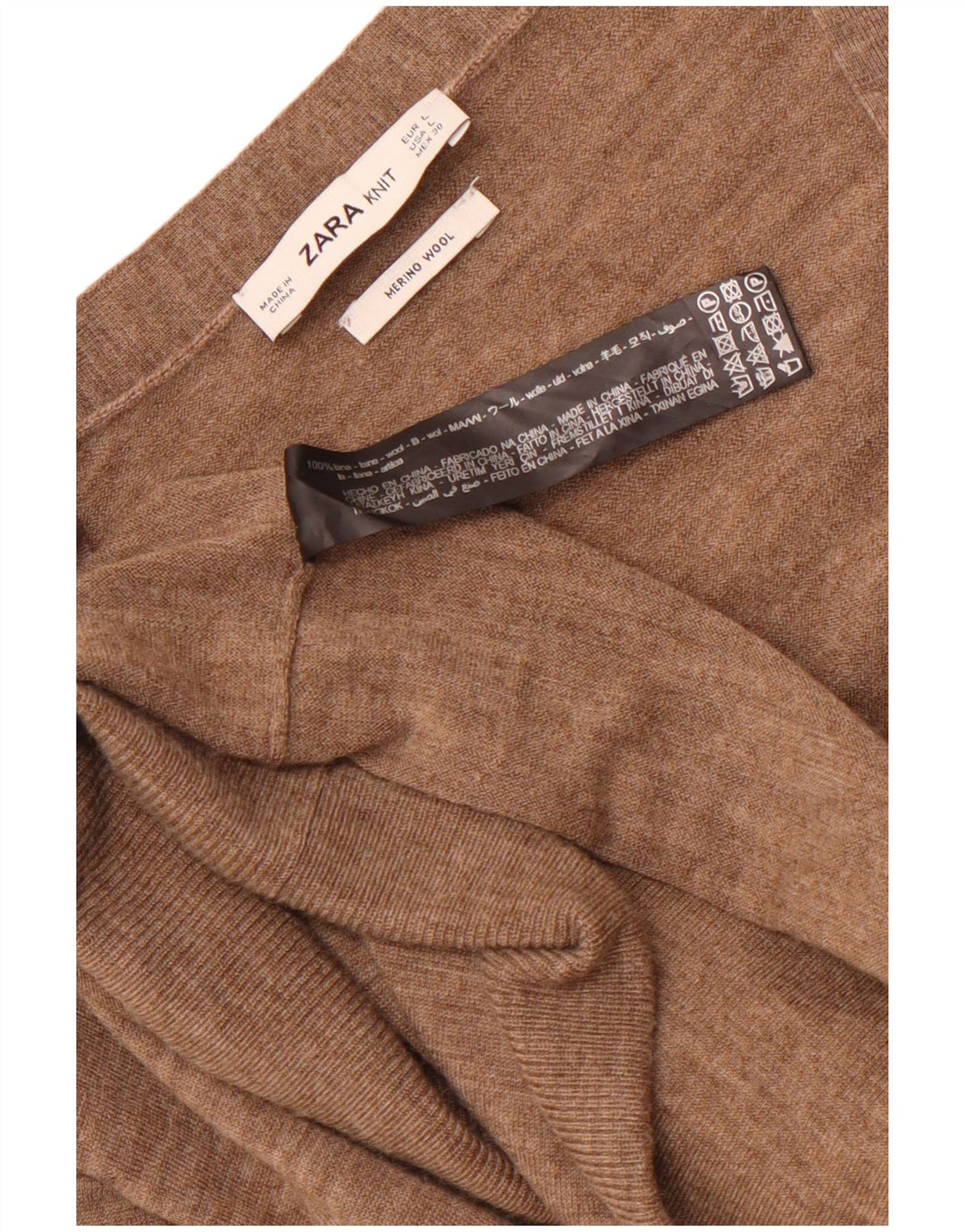 Zara Womens Longline Cardigan Sweater UK 14 Large Brown Wool