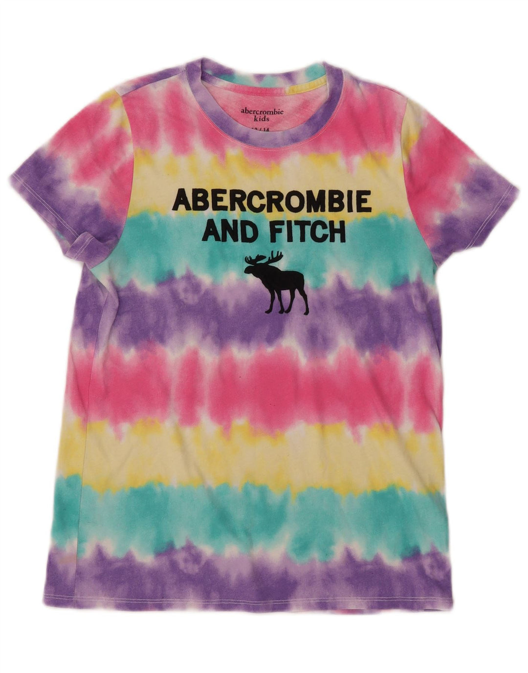 ABERCROMBIE & FITCH Girls Graphic T-Shirt Top 13-14 Years Multicoloured