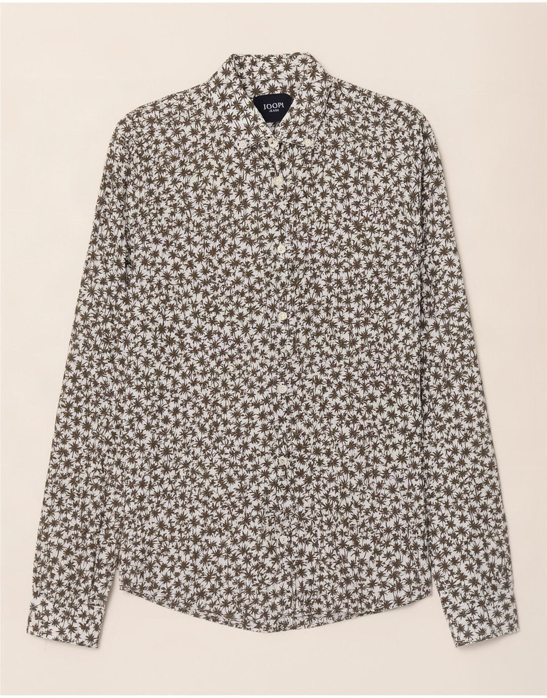 Joop Mens Hawaiian Shirt Medium White Floral Linen