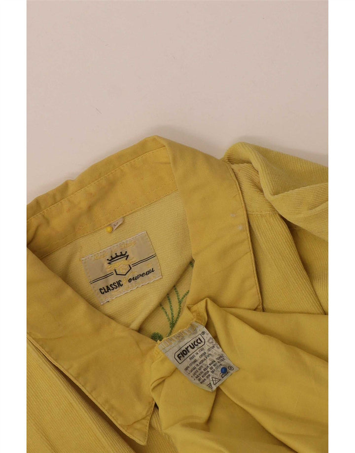 Fiorucci Mens Corduroy Shirt Medium Yellow Floral Cotton
