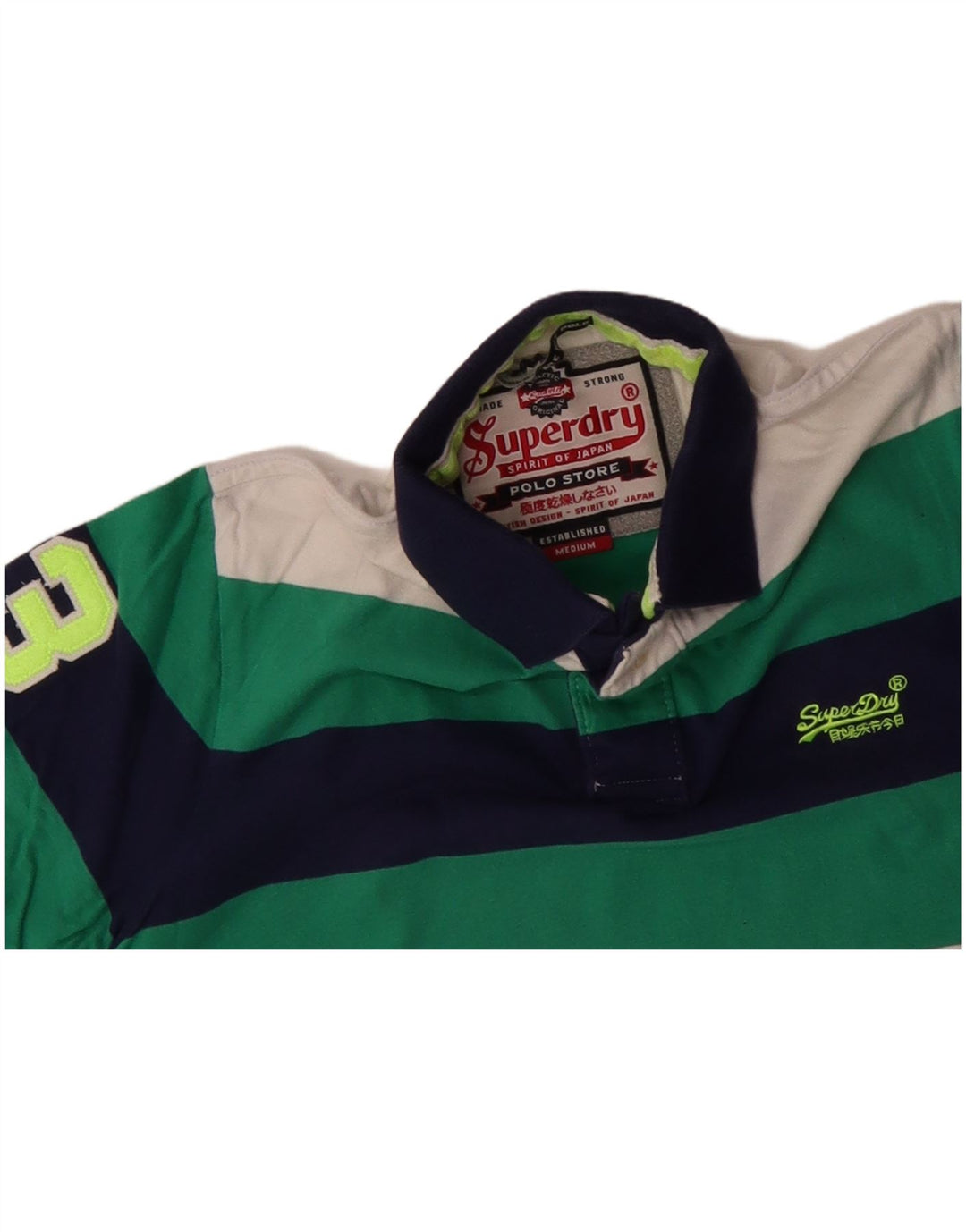 SUPERDRY Mens Graphic Polo Shirt Medium Multicoloured Striped Cotton