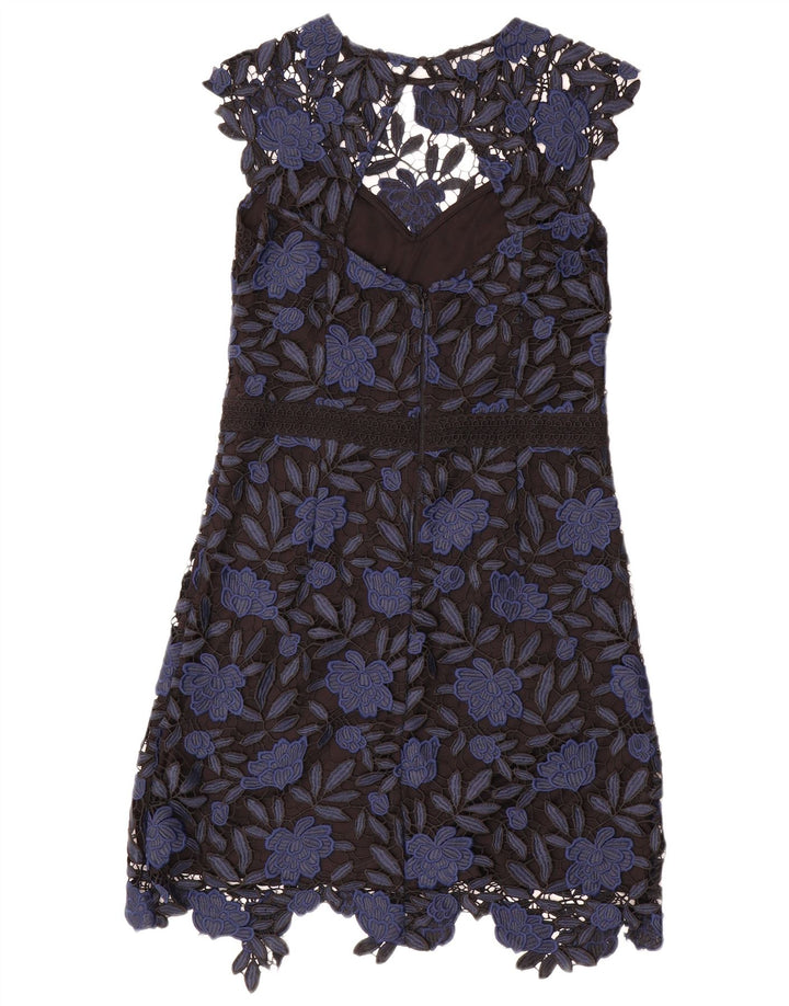 Lipsy Womens A-Line Dress UK 14 Medium Navy Blue Floral Polyester