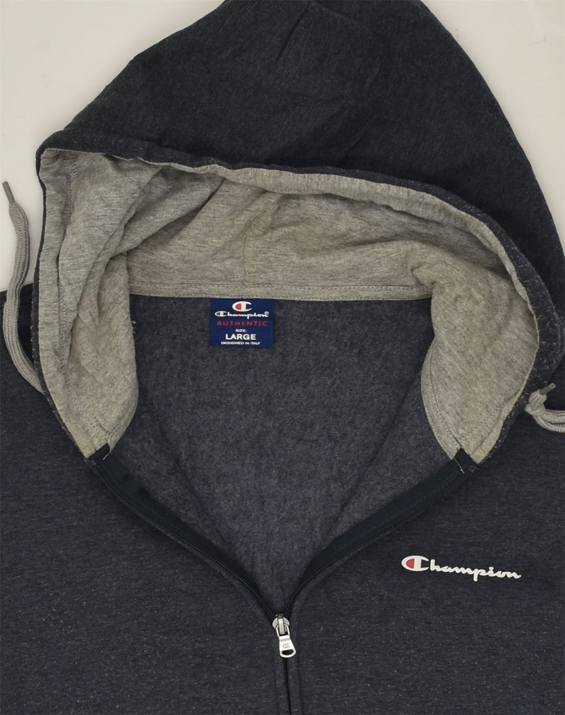 CHAMPION Mens Zip Hoodie Sweater Large Grey Cotton | Vintage Champion | Thrift | Second-Hand Champion | Used Clothing | Messina Hembry 