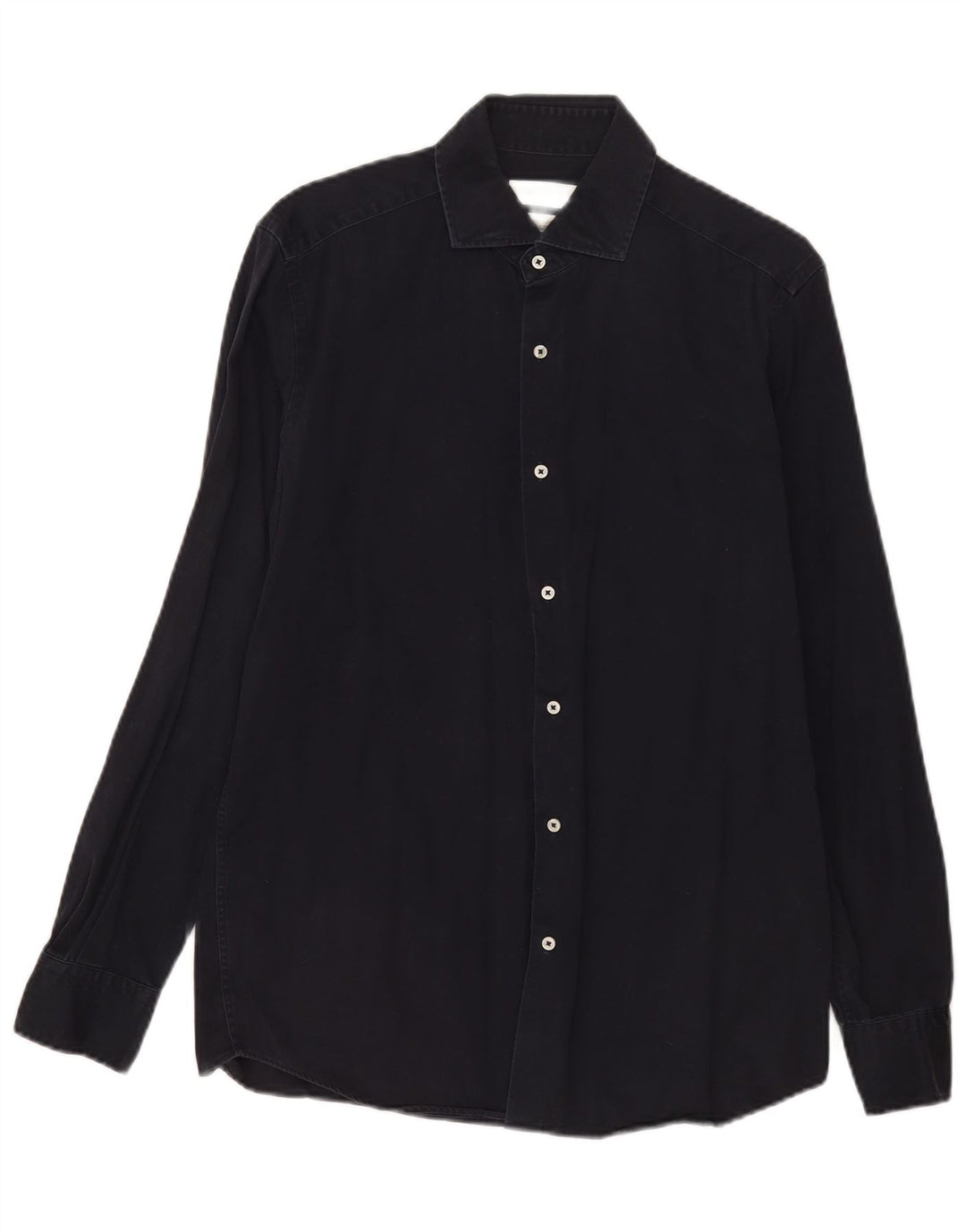 Massimo Dutti Mens Shirt Medium Navy Blue Cotton Classic