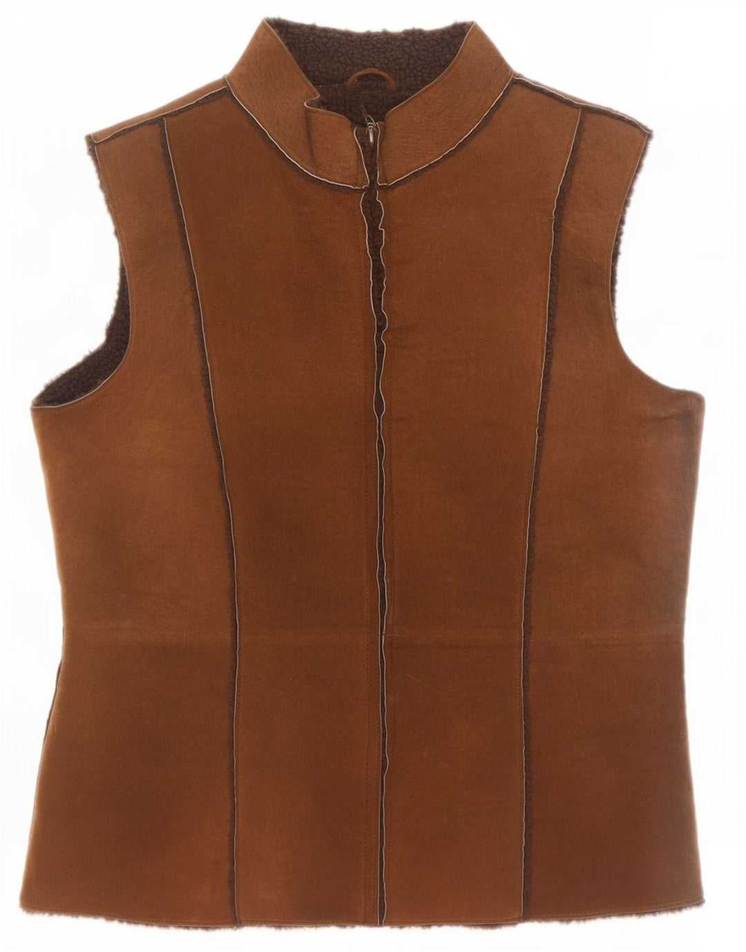 Modern Classics Womens Suede Sherpa Gilet UK 14 Large Brown Leather