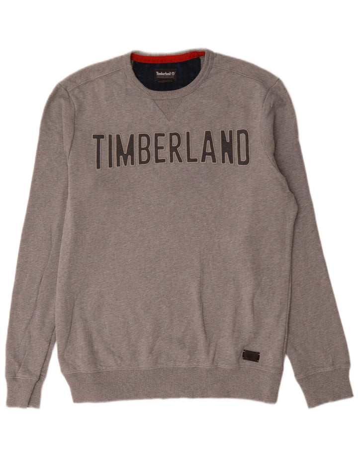 Timberland Mens Graphic Sweatshirt Jumper Small Grey Cotton
