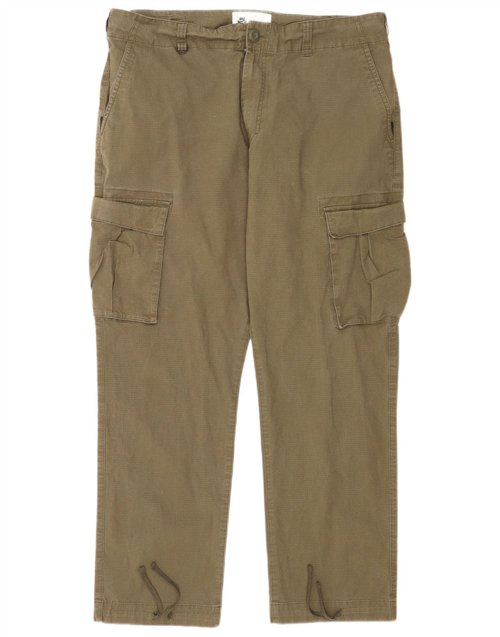Nike Mens Straight Cargo Trousers W36 L27 Green Cotton