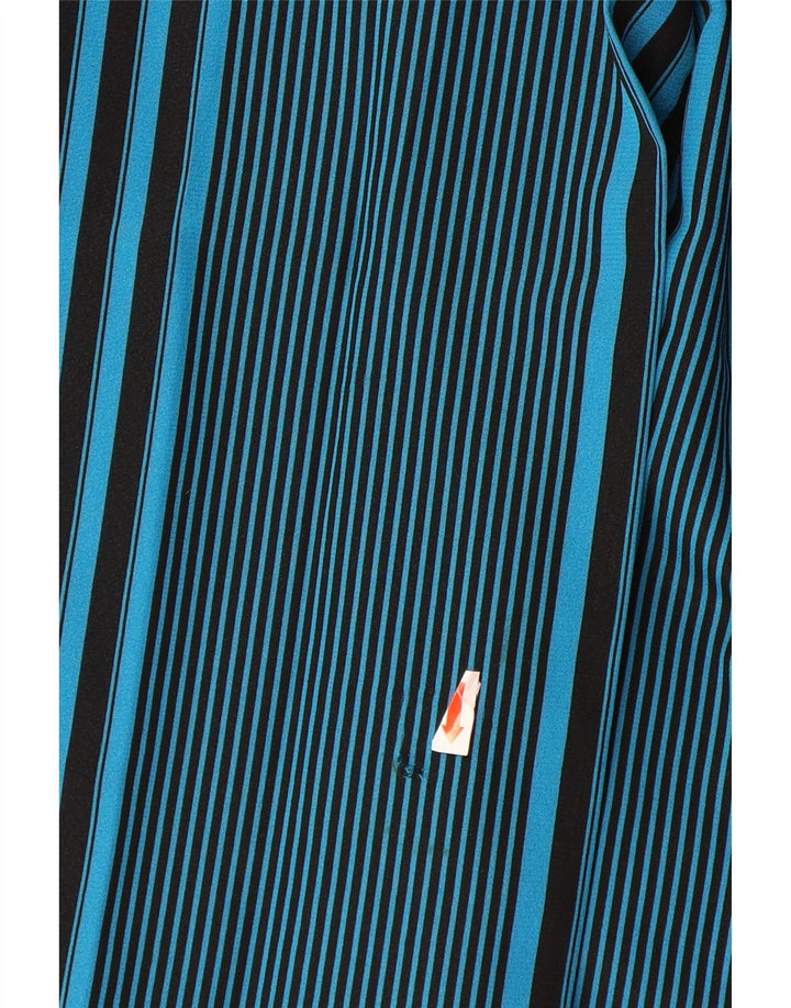 VINTAGE Womens Pleated Skirt IT 44 Medium W32  Blue Striped Polyester