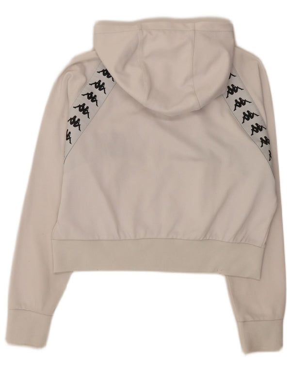 Kappa Womens Oversized Graphic Zip Hoodie Sweater UK 10 Small White