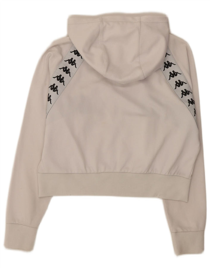 Kappa Womens Oversized Graphic Zip Hoodie Sweater UK 10 Small White