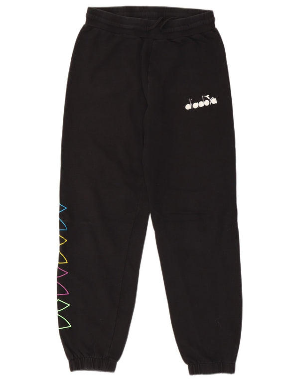 Diadora Boys Graphic Tracksuit Trousers Joggers 13-14 Years  Black Cotton