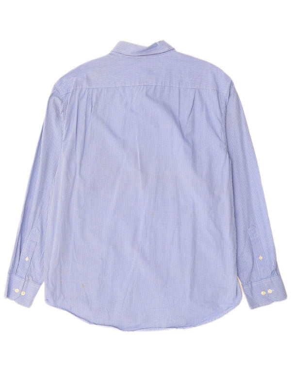 Izod Mens Shirt Large Blue Gingham Cotton