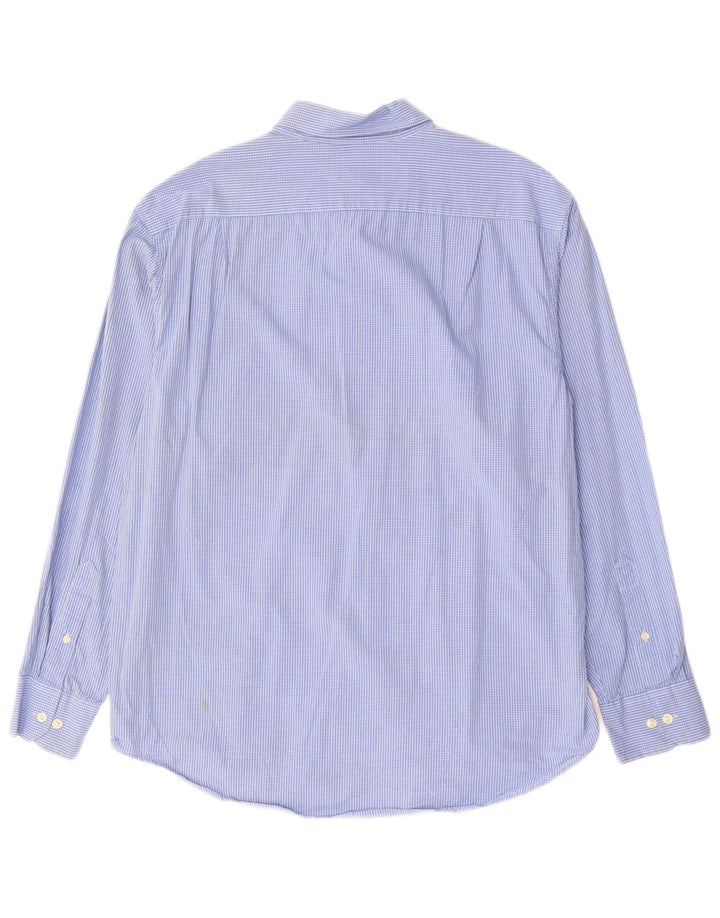 Izod Mens Shirt Large Blue Gingham Cotton