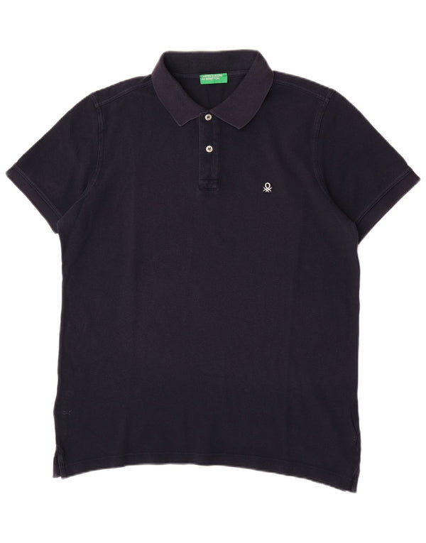 Benetton Mens Polo Shirt Medium Navy Blue