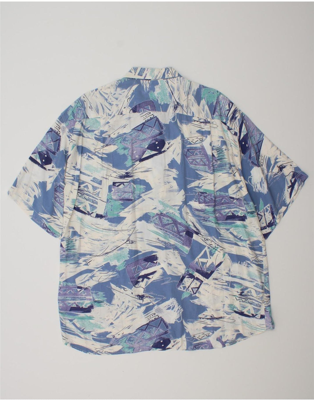 MAC FASHION Mens Abstract Pattern Short Sleeve Shirt XL Blue Viscose