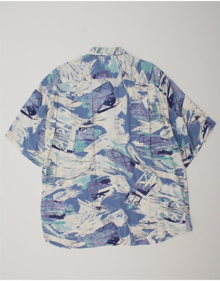 MAC FASHION Mens Abstract Pattern Short Sleeve Shirt XL Blue Viscose