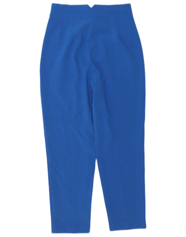 Vintage Womens High Waist Tapered Casual Trousers W28 L27 Blue