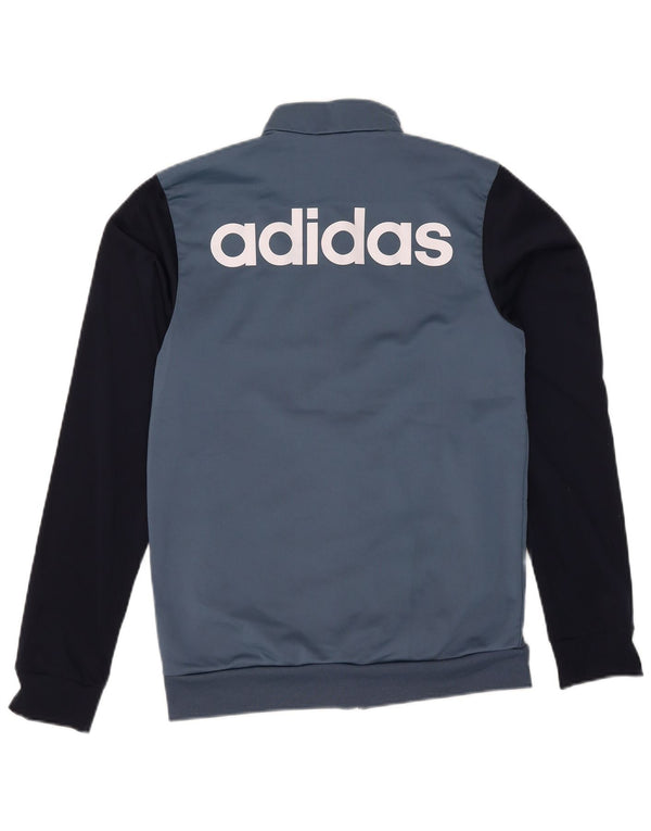 Adidas Mens Graphic Tracksuit Top Jacket Small Blue Colourblock Polyester