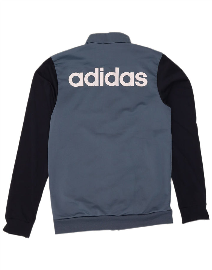 Adidas Mens Graphic Tracksuit Top Jacket Small Blue Colourblock Polyester