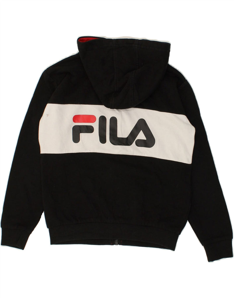 FILA Boys Graphic Zip Hoodie Sweater 9-10 Years Black Cotton | Vintage Fila | Thrift | Second-Hand Fila | Used Clothing | Messina Hembry 