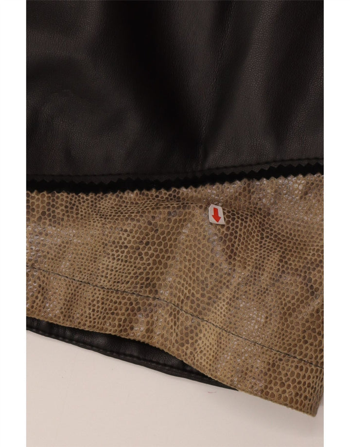 Linea Womens Leather Jacket EU 46/48 2XL Black Colourblock Leather