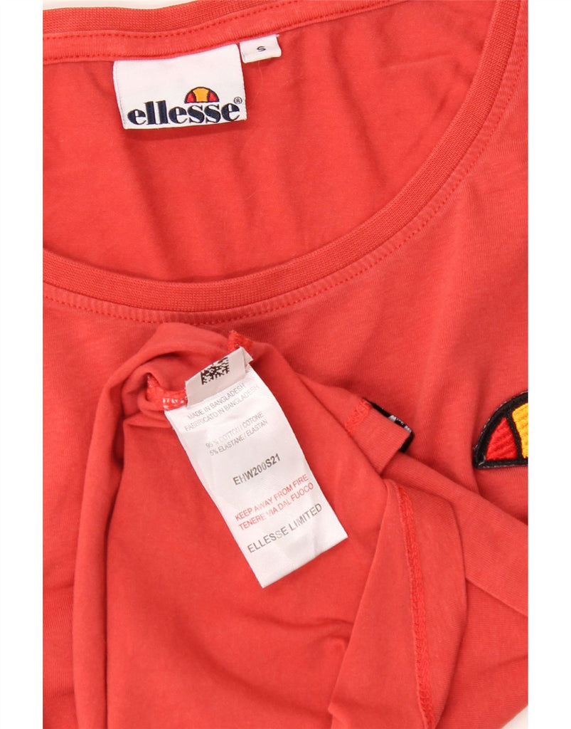 ELLESSE Womens T-Shirt Top UK 10 Small Red Cotton Vintage Ellesse and Second-Hand Ellesse from Messina Hembry 