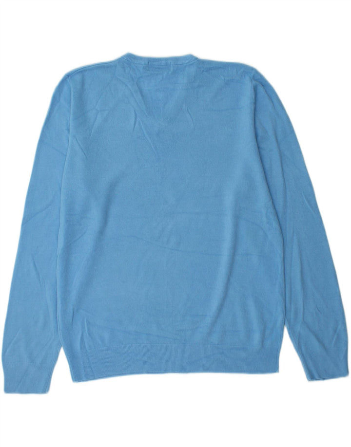 Marks & Spencer Mens V-Neck Jumper Sweater Large Blue Acrylic