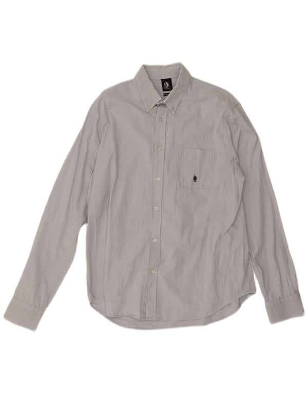 Marina Yachting Mens Regular Fit Shirt Size 42 Large Grey Pinstripe