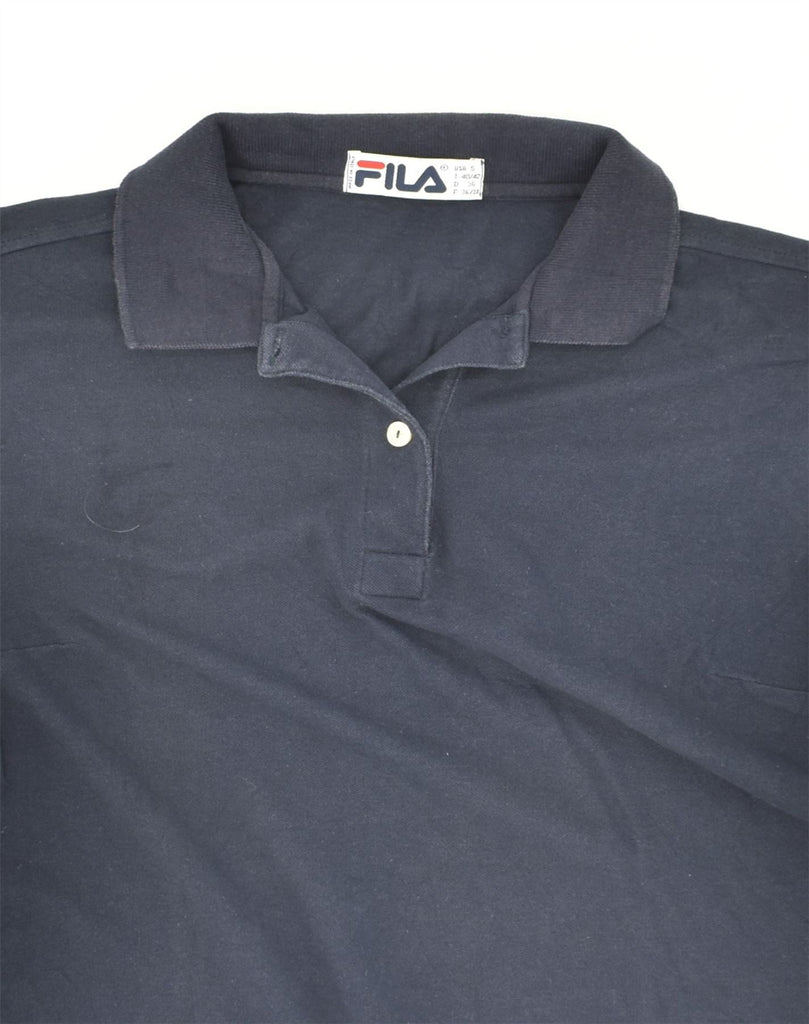 FILA Womens Polo Shirt UK 10 Small Navy Blue Cotton | Vintage Fila | Thrift | Second-Hand Fila | Used Clothing | Messina Hembry 