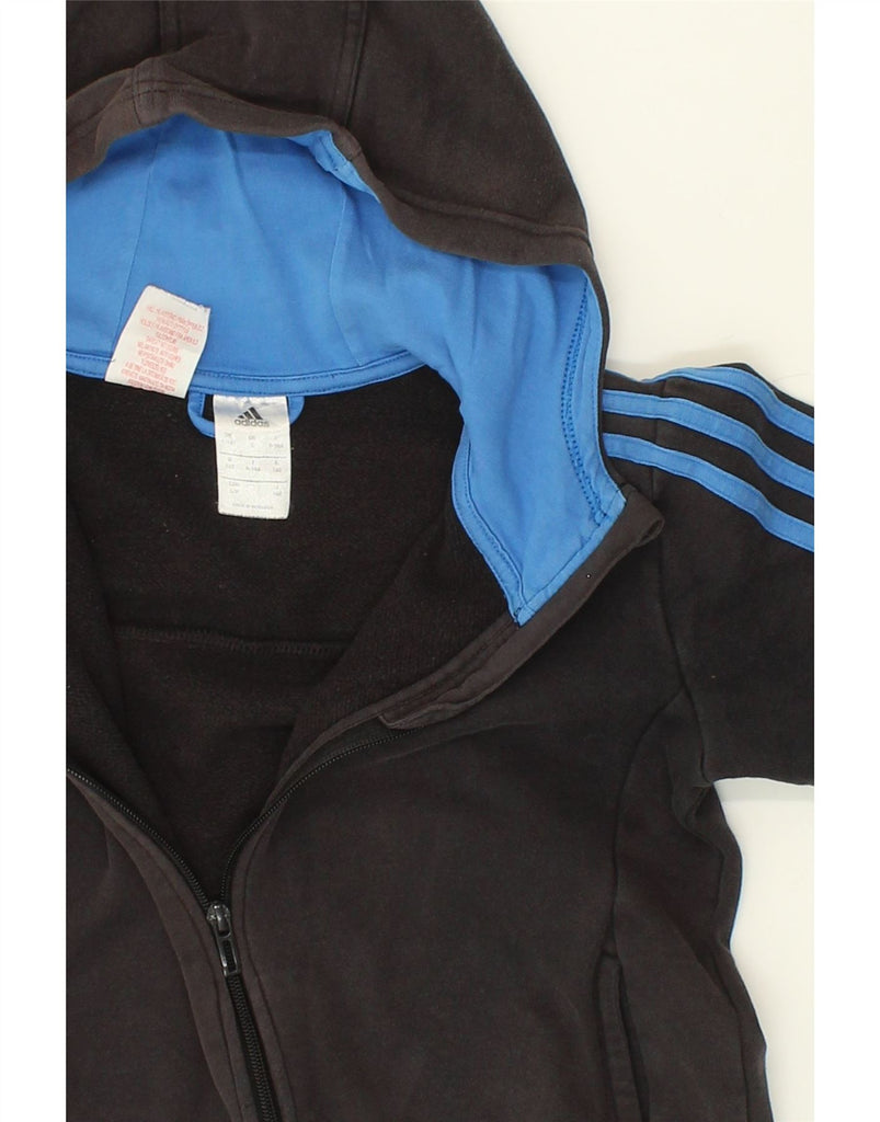 ADIDAS Boys Zip Hoodie Sweater 9-10 Years Black Cotton | Vintage Adidas | Thrift | Second-Hand Adidas | Used Clothing | Messina Hembry 