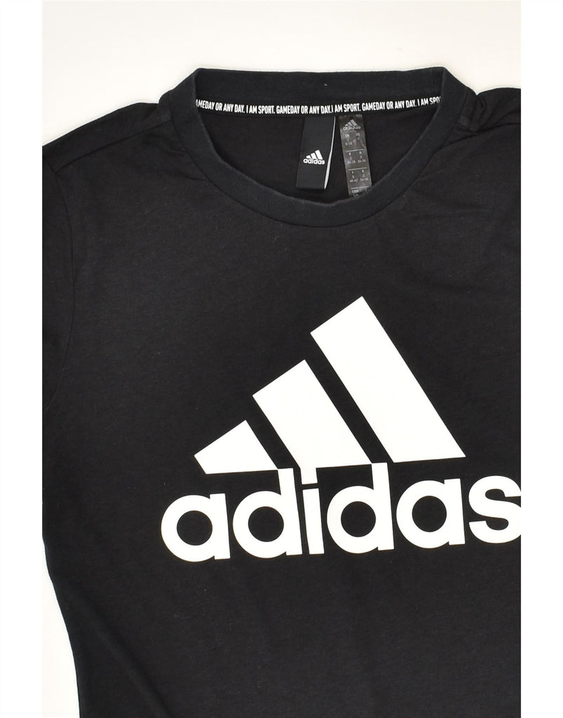 ADIDAS Womens Graphic T-Shirt Top UK 8/10 Small Black | Vintage Adidas | Thrift | Second-Hand Adidas | Used Clothing | Messina Hembry 