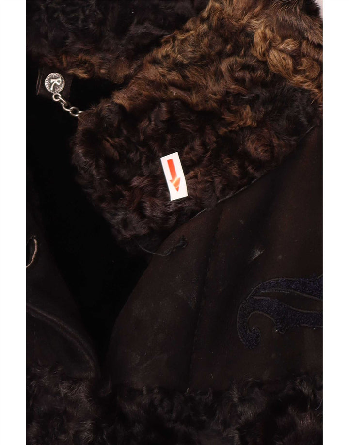 Robrik Womens Shearling Cape Coat IT 44 Medium Brown