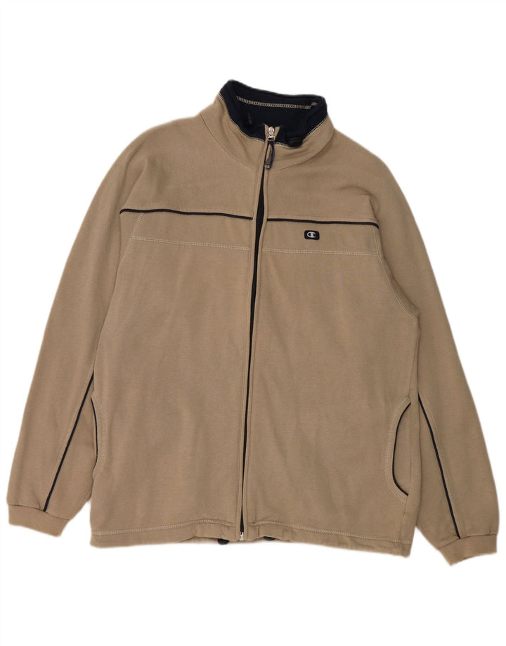 Champion Mens Tracksuit Top Jacket Medium Beige Cotton