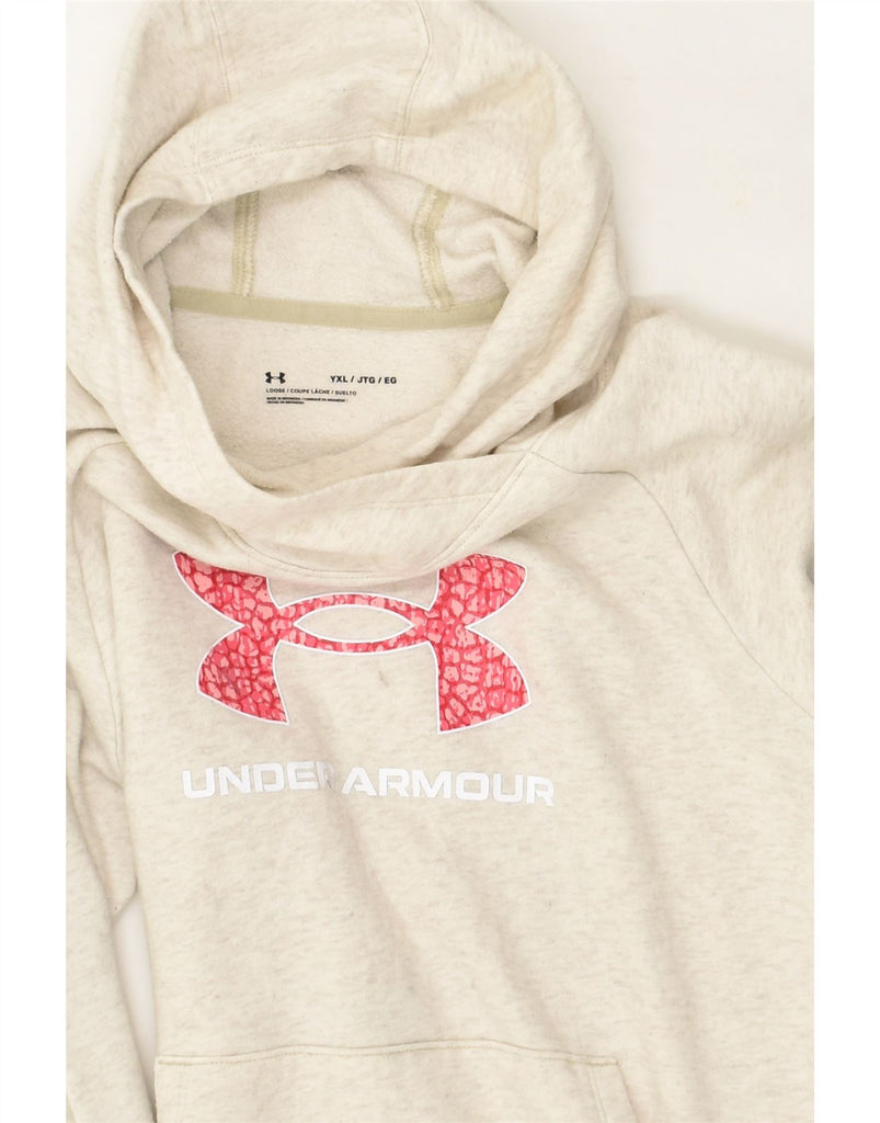 UNDER ARMOUR Girls Graphic Hoodie Jumper 13-14 Years XL Grey Cotton | Vintage Under Armour | Thrift | Second-Hand Under Armour | Used Clothing | Messina Hembry 